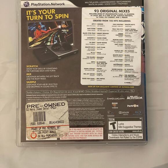 Playstation 3 DJ Hero Start the Party Game Book Included - Picture 2 of 6
